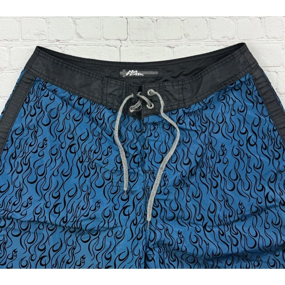Vintage Y2K No Fear Flame Board Blue Shorts Pearlescent - Men’s Size 34